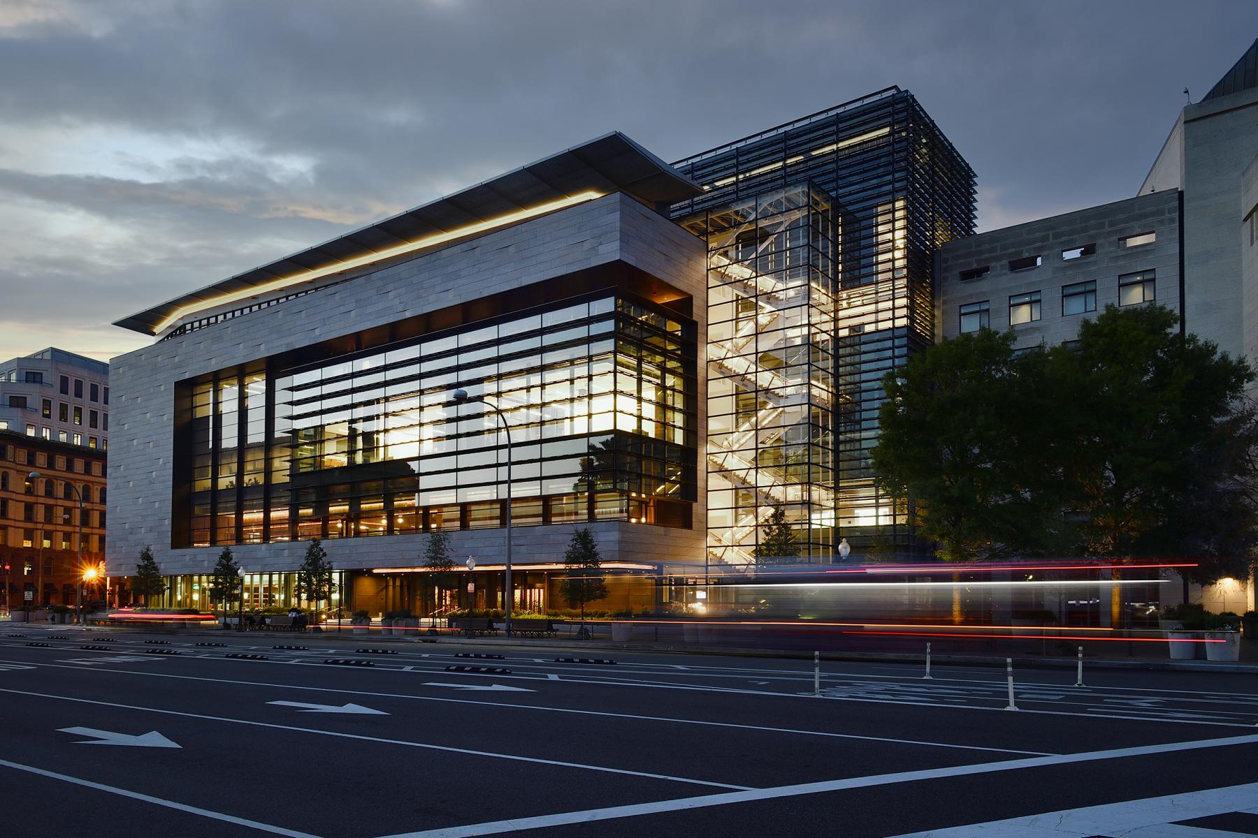 The Johns Hopkins Bloomberg Center at 555 Pennsylvania Ave, Washington, DC.