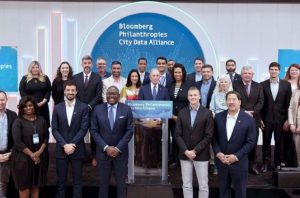 Mayors pose for a photo at the 2023 City Data Alliance Mayoral Convening.