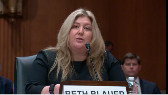 GovEx Founder Beth Blauer testifies before the U.S. Senate Homeland Security and Governmental Affairs Committee in January, 2024.