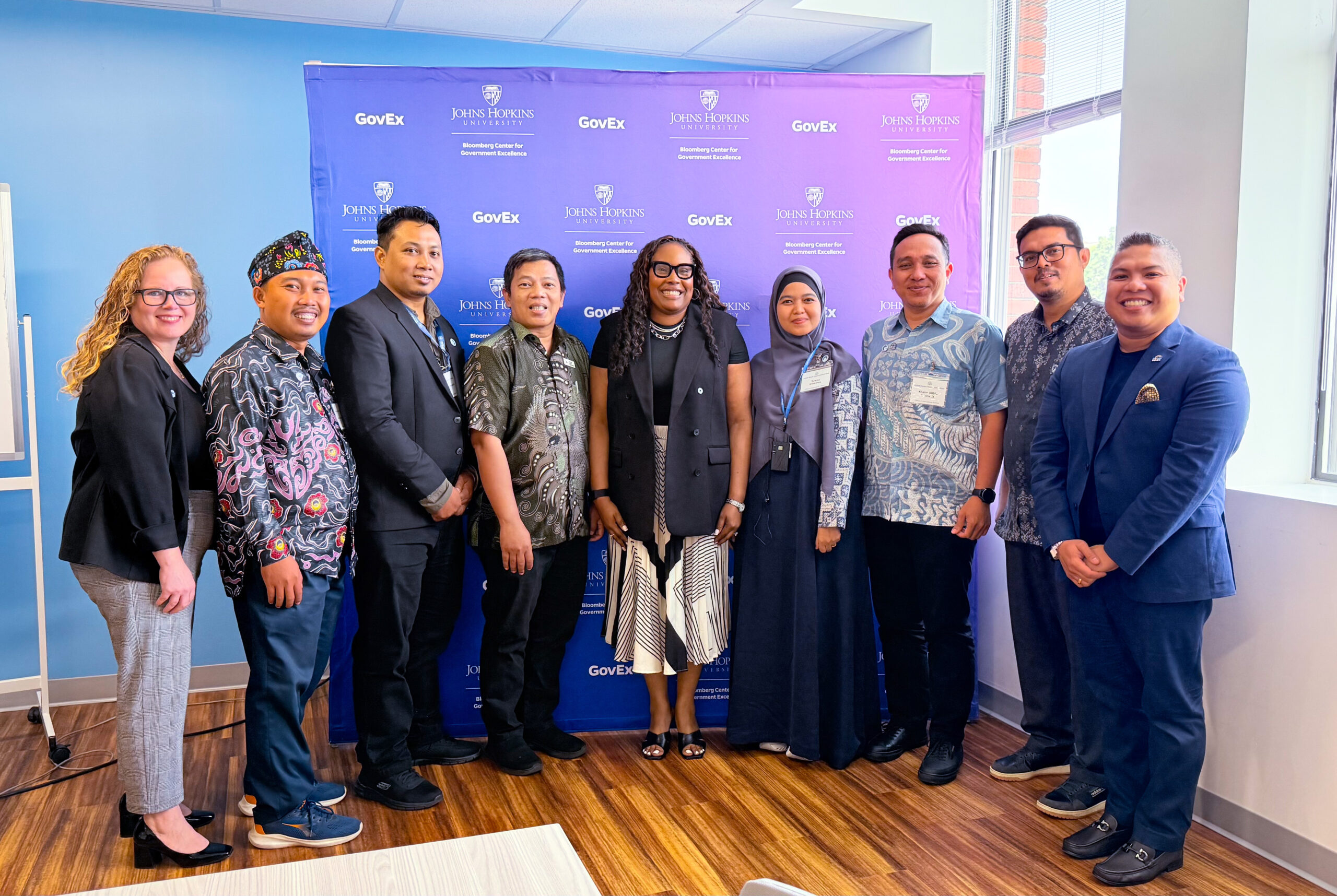GovEx Interim Executive Director Latricia Boone, Deputy Director of Research and Analytics, and Chief of Staff Rudy de Leon Dinglas meet with a delegation of Indonesian disaster recovery experts.